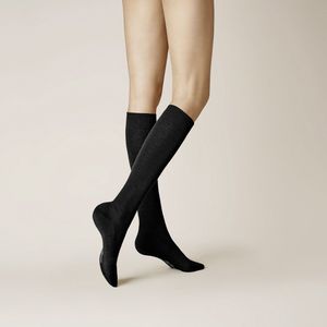 KUNERT Wool Care Ksd Gebreide kniekousen voor dames, zwart, 39-42 EU