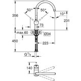 Grohe Minta, Einhand-Sp�ltischbatterie, DN 15, chrom