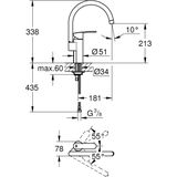 GROHE Wave Cosmopolitan Keukenkraan Hoge uitloop Chroom