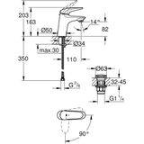 GROHE Wave New Wastafelkraan - Lage Uitloop - Met Push Open Waste - Waterbesparend