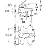 GROHE Wave New badkraan met koppelingen met omstel chroom 32286001