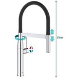 GROHE essence new Keukenkraan - hoog - uittrekbare uitloop - 2 straalsoorten - met profesionele handdouche - chroom 30294000