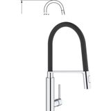 GROHE QuickFix Feel Professional Keukenkraan - Hoge Draaibare Uitloop - 2 Straalopties - Chroom