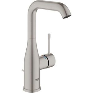 GROHE Essence New Wastafelkraan - hoge draaibare uitloop - met trekwaste - RVS - Waterbesparend