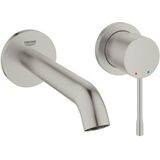 GROHE Essence New Wandgemonteerde Inbouw Wastafelkraan - afbouwdeel - exclusief inbouwdeel - supersteel- Waterbesparend