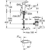 GROHE QuickFix Start Flow Wastafelkraan - Waterbesparend - met Trekwaste - Chroom - 23769000