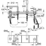 GROHE Linaere New Badkraan - Opbouwdeel - Viergats Badrandcombinatie - Chroom