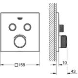 Grohe Grohtherm Smartcontrol Square inbouw douchekraan thermostaat 2 functies chroom