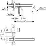 GROHE Essence New Wandgemonteerde Inbouw Wastafelkraan - afbouwdeel - zonder inbouwdeel - lange uitloop - mat brons - 19967DL1