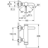 GROHE Essence New Badkraan - met Waste - 15cm - Hard Graphite Geborsteld - 33624AL1