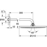Grohe - Rainshower Cosmopolitan - Kopfbrause Cosmopolitan 310, Ausladung 38 cm, 1 Strahl, Hard Graphite gebürstet 26066AL0