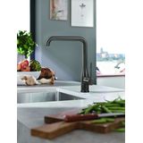 GROHE Essence New Keukenkraan - Draaibare Hoge Uitloop - Hard Graphite Geborsteld