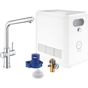 GROHE Blue Professional Duo kit: keukenmengkraan voor gefilterd, gekoeld en bruisend water - Bluetooth & WIFI - incl. koeler - chroom - 31347003