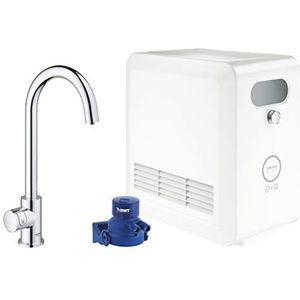 GROHE Blue Professional Mono kit: keukenkraan voor gefilterd, gekoeld en bruisend water - Bluetooth & WIFI - incl. koeler - chroom - 31302002