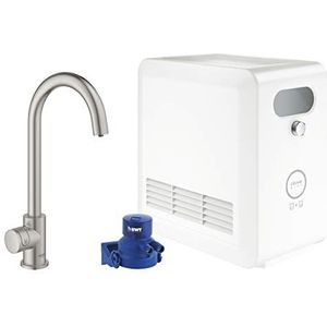 GROHE Blue Professional Mono kit: keukenkraan voor gefilterd, gekoeld en bruisend water - Bluetooth & WIFI - incl. koeler - rvs - 31302DC2