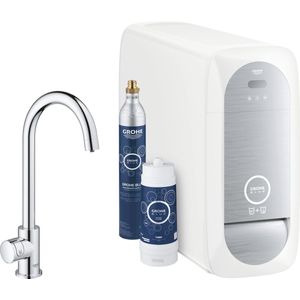 GROHE Blue Home Mono Keukenkraan - Met Bluetooth en WIFI - Starterkit - C-Uitloop - Chroom - Voor gezuiverd, gekoeld en bruisend water