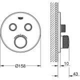 Grohe Grohtherm Smartcontrol Round inbouw douchekraan thermostaat 2 functies Brushed Hard Graphite