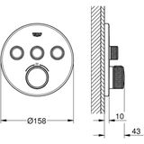 GROHE Grohtherm SmartControl inbouwkraan thermostatisch met omstel voor 3 functies rond supersteel 29121DC0