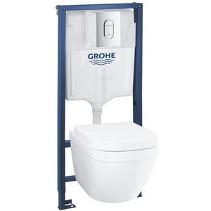 GROHE Euro Ceramic toiletset - spoelrandloos - softclose zitting - bedieningsplaat chroom - glans wit 39536000