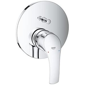 GROHE Eurosmart - badbatterij met enkele handgreep (complete montageset, duurzaam oppervlak, automatische omschakeling van bad/douche), chroom, 24043002, 1 stuk