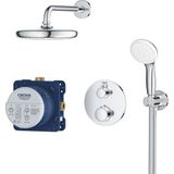 GROHE Grohtherm Perfect Regendoucheset - hoofdddouche 21cm - 2 functies - rond afbouwdeel - handdouche rond 10cm - chroom 34727000