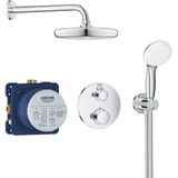 GROHE Grohtherm Perfect Regendoucheset - hoofdddouche 21cm - 2 functies - rond afbouwdeel - handdouche rond 10cm - chroom 34727000