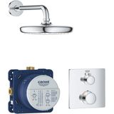 GROHE Grohtherm Perfect Regendoucheset - hoofdddouche 21cm - 1 functies - rechthoekig afbouwdeel - chroom 34728000