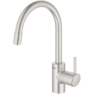 Grohe Concetto 1-gats Keukenkraan met Hoge Draaibare Uitloop en Uittrekbare Mousseur Supersteel 32663DC3