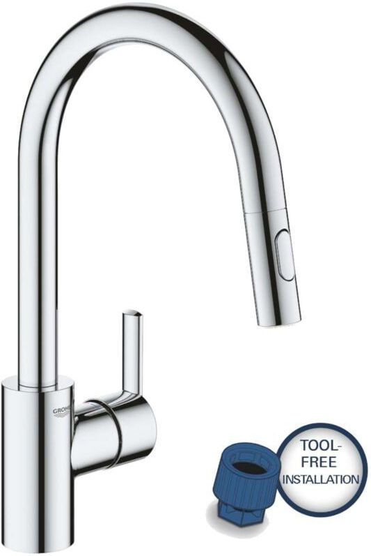 GROHE QuickFix Feel Keukenkraan - Draaibare Uitloop - Uittrekbare Handdouche - Chroom