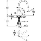 Grohe Feel 1-gats Keukenkraan met Hoge Uitloop met Uittrekbare Dual Spray Supersteel 31486DC1