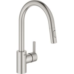 Grohe Feel 1-gats Keukenkraan met Hoge Uitloop met Uittrekbare Dual Spray Supersteel 31486DC1