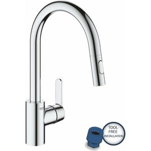 GROHE QuickFix Get Keukenkraan - Draaibare Uitloop - Uittrekbare Handdouche - Chroom