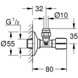 Hoekstopkraan grohe angle valves hard graphite geborsteld