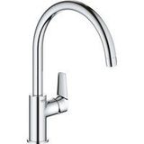 GROHE BauEdge – Single Lever Kitchen Mixer Tap (Monobloc Installation, High Spout, Swivel Area 360˚, 28 mm Ceramic Cartridge, Tails 3/8 inch), Easy Installation, Size 332 mm, Chrome, 31367001