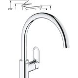 GROHE QuickFix Start Flow Keukenmengkraan - Draaibare Uitloop - Chroom - 31555001