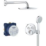 GROHE Grohtherm Smartcontrol Regendoucheset Inbouw - hoofddouche 21cm - handdouche rond - wandarm - chroom 34743000