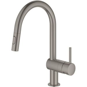 GROHE Minta Keukenkraan - hoog - draaibare/uittrekbare c uitloop - 2 straalsoorten - hard graphite geborsteld 32321AL2