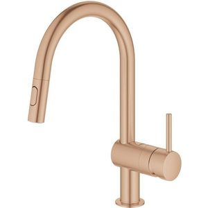 GROHE Minta Keukenkraan - hoog - draaibare/uittrekbare c uitloop - 2 straalsoorten - warm sunset geborsteld 32321DL2