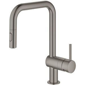 GROHE Minta Keukenkraan - hoog - draaibare/uittrekbare u uitloop - 2 straalsoorten - hard graphite geborsteld 32322AL2