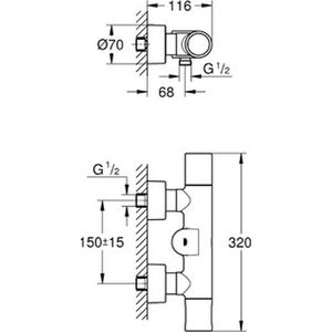 GROHE Eurosmart Cosmopolitan E douchekraan thermostatisch m. infrarood met koppelingen chroom