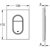 Bedieningsplaat grohe arena cosmopolitan s wc df 13x17,2 cm hard graphite geborsteld