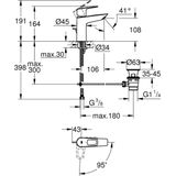 GROHE EH-WT-Batterie BauLoop 23887_1 M-Size Mittelstellung kalt chrom, 23887001