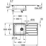 Abwäschen - Spülbecken K500 mit automatischem Ablauf, 100x50 cm, gebürsteter Edelstahl 31563SD1 - Grohe