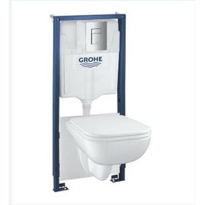 Grohe Start Edgewc-element m. gd-2 reservoir en dualflush bedieningsplaat + wandcloset diepspoelH113cmm. zitting m. deksel en softcloseblauw/wit 39817000