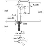 Grohe - Essence 1-Loch-Einhand-Waschtischbatterie XL-Size, Chrom, glatter Körper, schwenkbarer Auslauf, 5l/min
