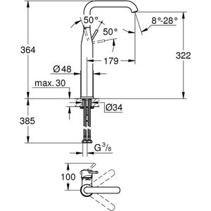 GROHE Essence Wastafelkraan Opbouw - uitloop 17.9cm - XL-size - hoge draaibare uitloop - chroom