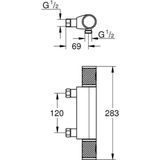 GROHE Grohtherm 1000 performance thermostatische opbouw douchemengkraan chroom 34829000