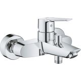 GROHE QUICKFIX Start 24206002 Wandgemonteerde eengreeps baddouchemengkraan (metalen hendel, 35 mm keramische cartridge, automatische omstel: bad/douche, geïntegreerde terugslagklep, snelsleutel),