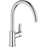 GROHE Start Edge - Eengreeps keukenspoelmengkraan (hoge C-uitloop, 360˚ draaibereik, 28 mm keramische cartridge, staarten 3/8 inch, min. aanbevolen druk 1,0 bar), eenvoudig te installeren, chroom,