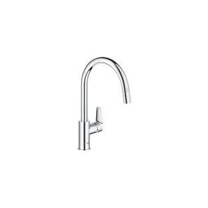 Grohe Start Edge Keukenkraan - 1-gats - hoge draaibare uittrekbare uitloop - voorsprong 21.5cm - gesloten greep - chroom 30550000